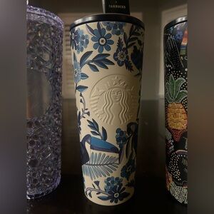 Starbucks 
Blue White Accent Tumblers
Farm del Rio collab